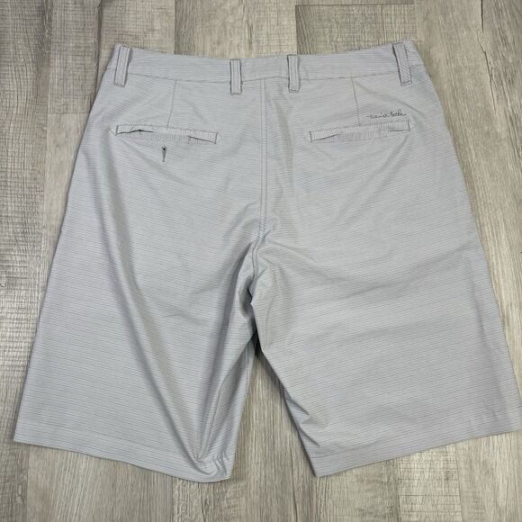 Travis Mathew Golf Shorts Mens 34 Gray Grey Performance Striped Dadcore I - Picture 8 of 8